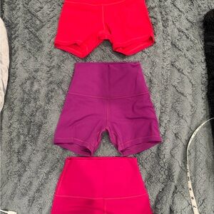 lululemon athletica High-Rise Bike Shorts in Purple, Hot Pink & red